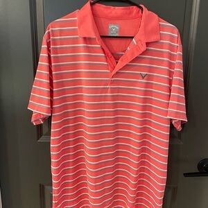 Callaway Men's Coral Striped Polo Shirt